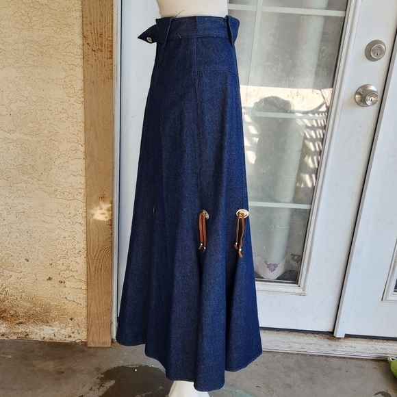 VINTAGE WESTERN‎ ROUGHRIDER JEAN SKIRT - Picture 4 of 9